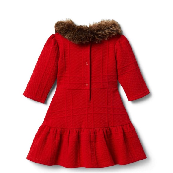 FAUX FUR COLLAR JACQUARD DRESS - Picture 2 of 8